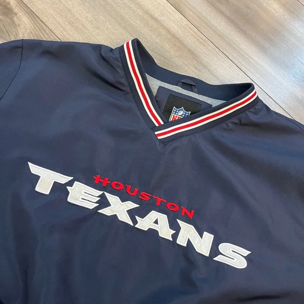 NFL Houston Texans Mens XL V-Neck Pullover Windshirt Jacket Navy Blue